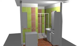 3D návrh koupelny - rekonstrukce bytového jádra