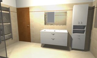 3D návrh k realizaci koupelny v novostavbě RD Petrůvky