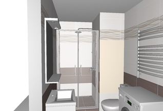 3D vizualizace rekonstrukce bytového jádra byt 1+1